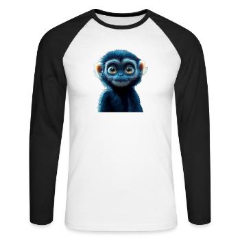 Gibbon Monkey Whitehand Gibbon Monkey Cute Lar Gibbons - Unisex Long Sleeve Baseball T-Shirt - white/black - Front - Nik (191cm)