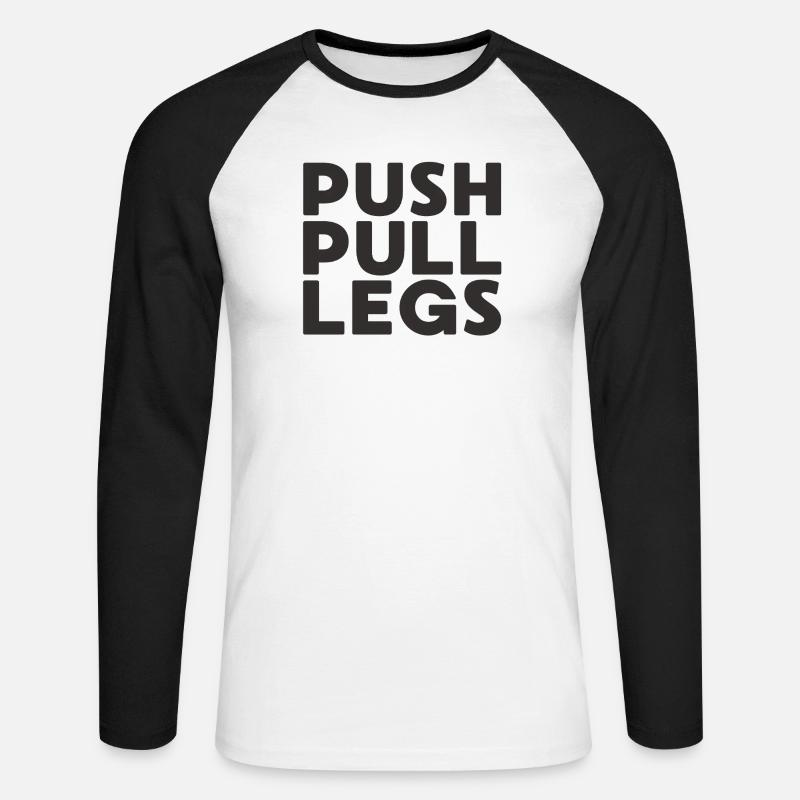 Push Pull Legs Repeat Trainingssplit - Unisex Long Sleeve Baseball T-Shirt - white/black