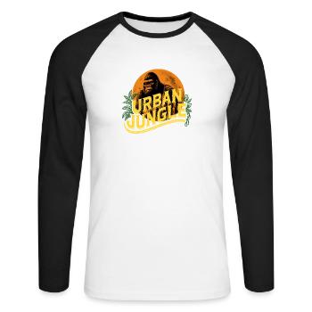 Urban Jungle Logo Color - Unisex Long Sleeve Baseball T-Shirt - white/black - Front - Nik (191cm)