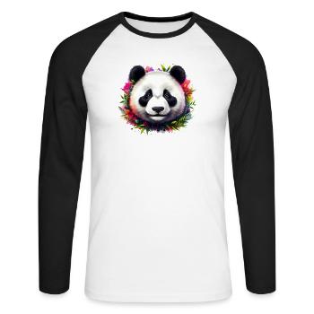 Panda - T-shirt baseball manches longues Homme - blanc/noir - Devant - Nik (191cm)