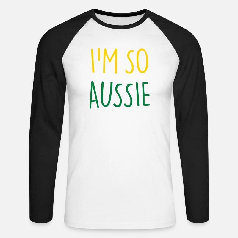 I'M SO AUSSIE Australisch Australien - Unisex Baseballshirt langarm - Weiß/Schwarz