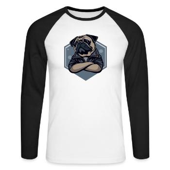Pug Dog - Unisex Long Sleeve Baseball T-Shirt - white/black - Front - Nik (191cm)
