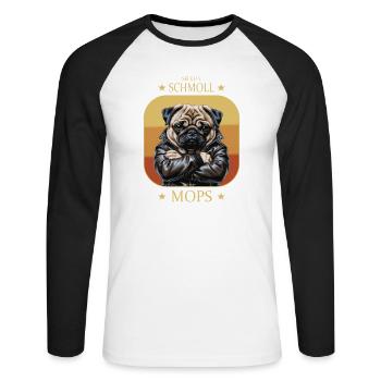 Pouty pug - Unisex Long Sleeve Baseball T-Shirt - white/black - Front - Nik (191cm)