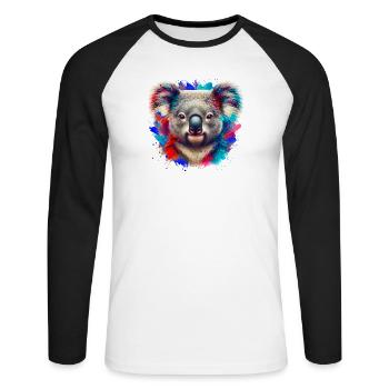 Koala - T-shirt baseball manches longues Homme - blanc/noir - Devant - Nik (191cm)