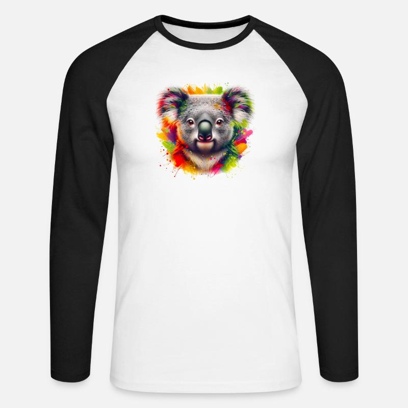 Koala - Unisex Baseballshirt langarm - Weiß/Schwarz