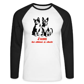 I Love You Dog & Cat 2026 Lovers - Unisex Long Sleeve Baseball T-Shirt - white/black - Front - Nik (191cm)