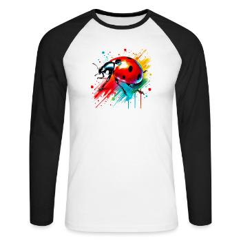 Marienkäfer - Unisex Baseballshirt langarm - Weiß/Schwarz - Vorne - Nik (191cm)