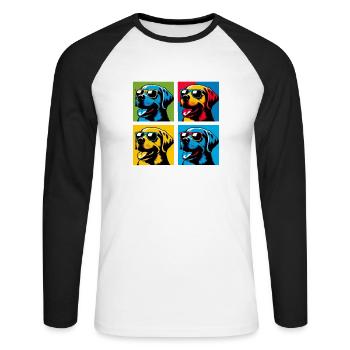 Lab Love Pop, Kumpel, Marshmallow, Teddy, Glücklich - Unisex Baseballshirt langarm - Weiß/Schwarz - Vorne - Nik (191cm)