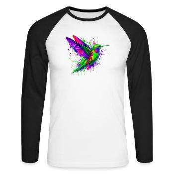 Colibri - T-shirt baseball manches longues Homme - blanc/noir - Devant - Nik (191cm)