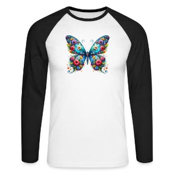 Papillon - T-shirt baseball manches longues Homme - blanc/noir - Devant - Nik (191cm)
