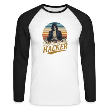 Born to Be Hacker – Computer Science Nerd IT - Unisex Long Sleeve Baseball T-Shirt - white/black - Front - Nik (191cm)
