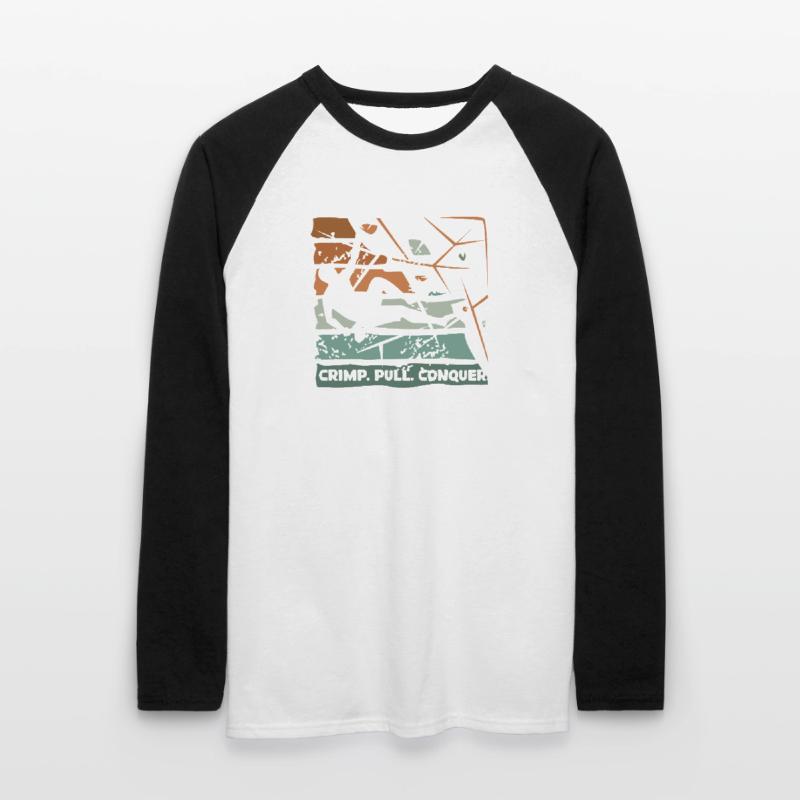 Bouldering – Crimping. Pull. Conquer. Unisex Long Sleeve Baseball T-Shirt