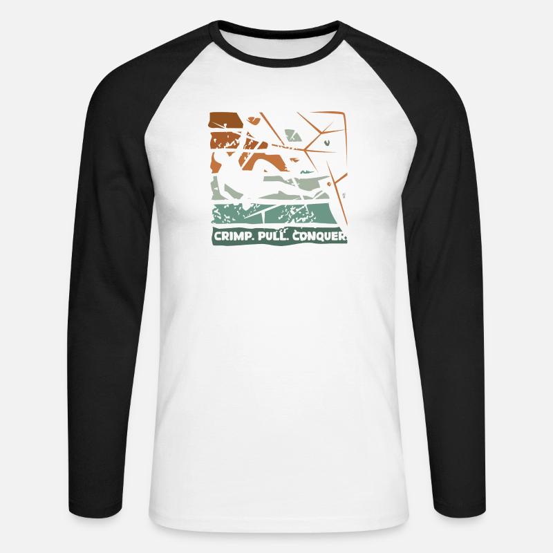 Bouldering – Crimping. Pull. Conquer. - Unisex Long Sleeve Baseball T-Shirt - white/black