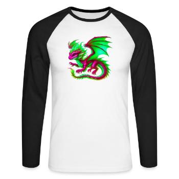 Dragon - Unisex Long Sleeve Baseball T-Shirt - white/black - Front - Nik (191cm)