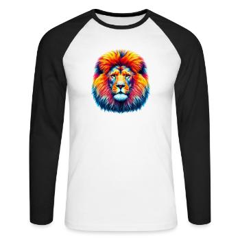 Löwe - Unisex Baseballshirt langarm - Weiß/Schwarz - Vorne - Nik (191cm)