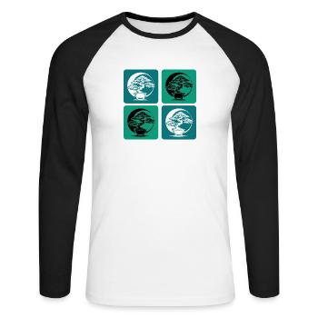 Bonsai Yin Yang - Unisex Baseballshirt langarm - Weiß/Schwarz - Vorne - Nik (191cm)