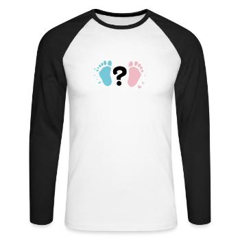 Pastellbaby-Fußabdrücke und Frage - Unisex Baseballshirt langarm - Weiß/Schwarz - Vorne - Nik (191cm)
