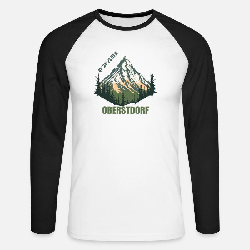 Oberstdorf - Unisex Baseballshirt langarm - Weiß/Schwarz