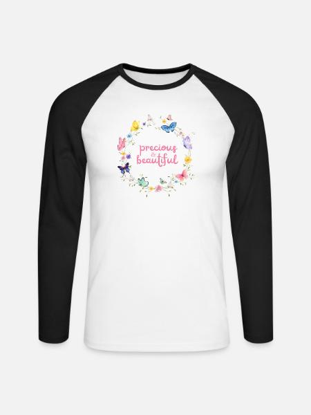 precious & beautiful - Unisex Baseballshirt langarm - Weiß/Schwarz