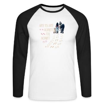 Maîtresse Chien et Cheval - T-shirt baseball manches longues Homme - blanc/noir - Devant - Nik (191cm)