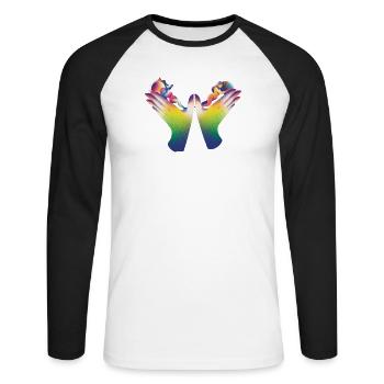 Rainbow Hands of Care - Unisex Long Sleeve Baseball T-Shirt - white/black - Front - Nik (191cm)