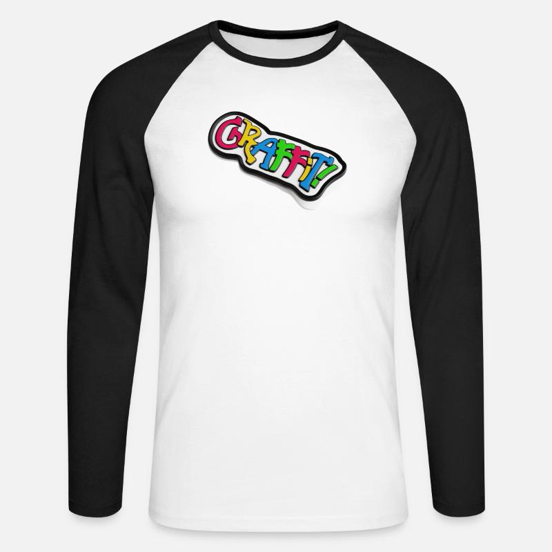 Graffiti Schriftzug 3d Effekt - Unisex Baseballshirt langarm - Weiß/Schwarz