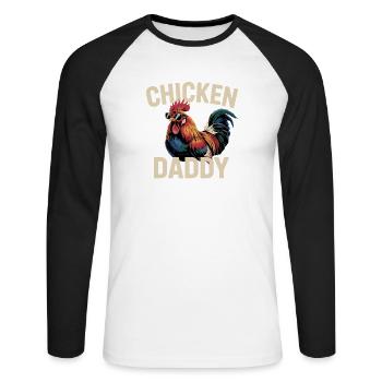 Chicken Daddy Hühner Vatertag Geflügelzüchter Hahn - Unisex Baseballshirt langarm - Weiß/Schwarz - Vorne - Nik (191cm)