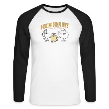 Dancing Dumplings - Unisex Long Sleeve Baseball T-Shirt - white/black - Front - Nik (191cm)