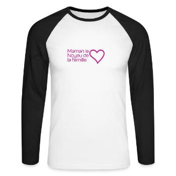 Mommy Heart Family - Unisex Long Sleeve Baseball T-Shirt - white/black - Front - Nik (191cm)