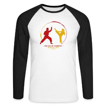 Art martial - T-shirt baseball manches longues Homme - blanc/noir - Devant - Nik (191cm)