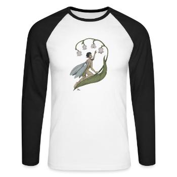 Pixie with lily of the valley - Unisex Long Sleeve Baseball T-Shirt - white/black - Front - Nik (191cm)