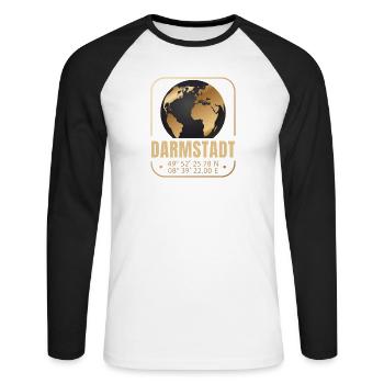 Darmstadt - Unisex Baseballshirt langarm - Weiß/Schwarz - Vorne - Nik (191cm)