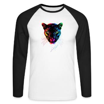Panther Leopard Raubkatze Süße Großkatze Panter - Unisex Baseballshirt langarm - Weiß/Schwarz - Vorne - Nik (191cm)