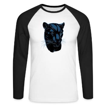 Panther Leopard Raubkatze Süße Großkatze Panter - Unisex Baseballshirt langarm - Weiß/Schwarz - Vorne - Nik (191cm)