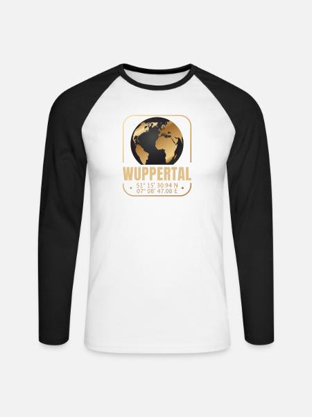 Wuppertal - Unisex Baseballshirt langarm - Weiß/Schwarz