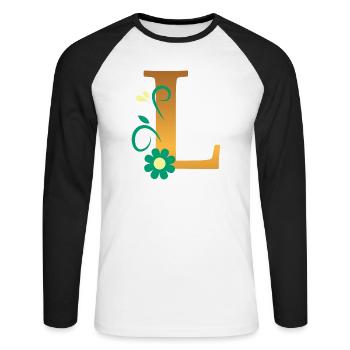 L - Unisex Baseballshirt langarm - Weiß/Schwarz - Vorne - Nik (191cm)