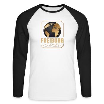 Freiburg - Unisex Baseballshirt langarm - Weiß/Schwarz - Vorne - Nik (191cm)