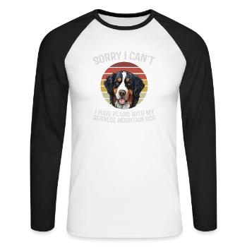 Berner Sennenhund Humor T-Shirt - Unisex Baseballshirt langarm - Weiß/Schwarz - Vorne - Nik (191cm)