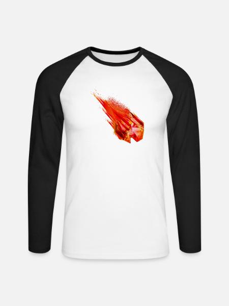 Glühender Asteroid mit Feuerschweif – Powerdesign - Unisex Baseballshirt langarm - Weiß/Schwarz