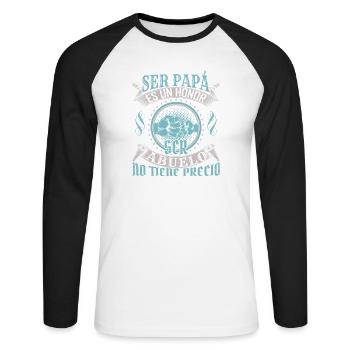 Honouring Fathers Custom T-Shirt Design - Unisex Long Sleeve Baseball T-Shirt - white/black - Front - Nik (191cm)