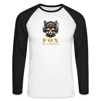Fox in Mission / Military - Unisex Long Sleeve Baseball T-Shirt - white/black - Front - Nik (191cm)