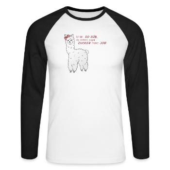 Süßes Alpaka - Unisex Baseballshirt langarm - Weiß/Schwarz - Vorne - Nik (191cm)