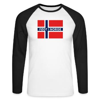Drapeau norvégien – Né en Norvège - T-shirt baseball manches longues Homme - blanc/noir - Devant - Nik (191cm)