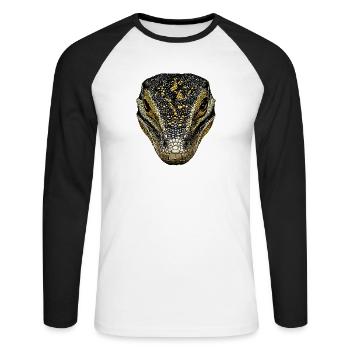 Monitor lizard, reptile, Komodo dragon, banded monitor lizard, lizard - Unisex Long Sleeve Baseball T-Shirt - white/black - Front - Nik (191cm)