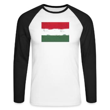 Drapeau de la Hongrie - T-shirt baseball manches longues Homme - blanc/noir - Devant - Nik (191cm)