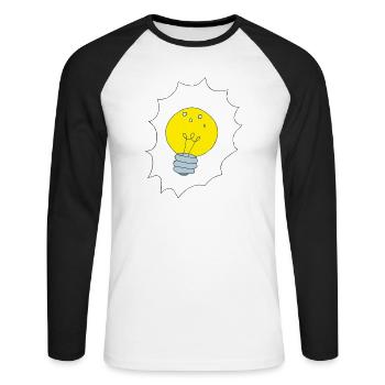 Illustration créative de l’ampoule - T-shirt baseball manches longues Homme - blanc/noir - Devant - Nik (191cm)