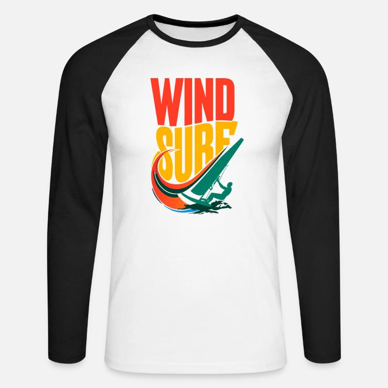 Lebendiges Pop-Art-Windsurf-Design - Unisex Baseballshirt langarm - Weiß/Schwarz