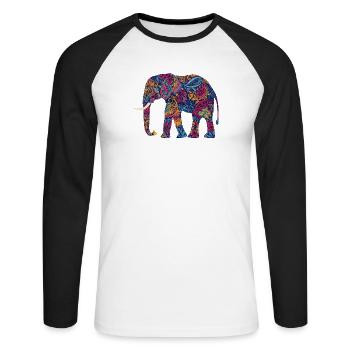 Elephant Proboscis Africa Safari Wilderness Elephant - Unisex Long Sleeve Baseball T-Shirt - white/black - Front - Nik (191cm)