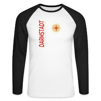 Darmstadt - Unisex Baseballshirt langarm - Weiß/Schwarz - Vorne - Nik (191cm)