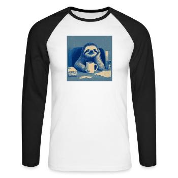 Manager im Faultiermodus - Unisex Baseballshirt langarm - Weiß/Schwarz - Vorne - Nik (191cm)